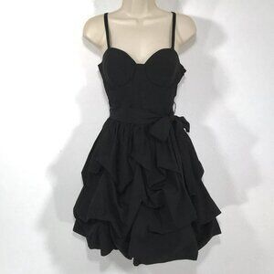 Twelve by Twelve Black Corset Party Dress Sz M Gathered Puff Skirt Lined Zip